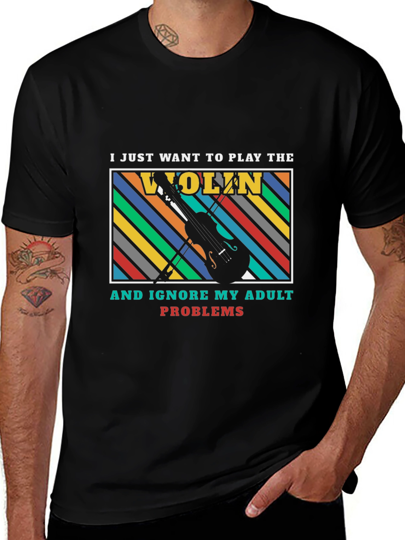 Play the Violin Adult Problems Graphic T-Shirt