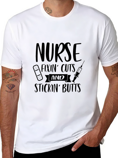 Nurse Fixin Cuts & Stickin Butts Black T-Shirt