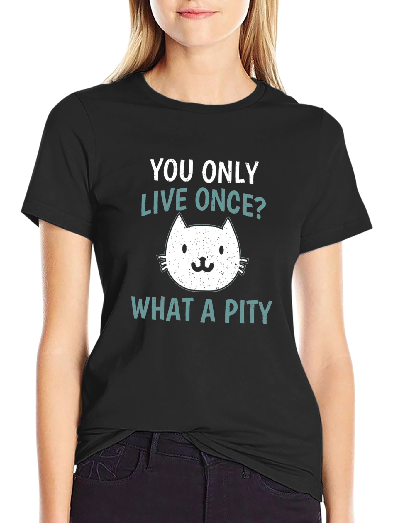 You Only Live Once Cat Graphic T-Shirt