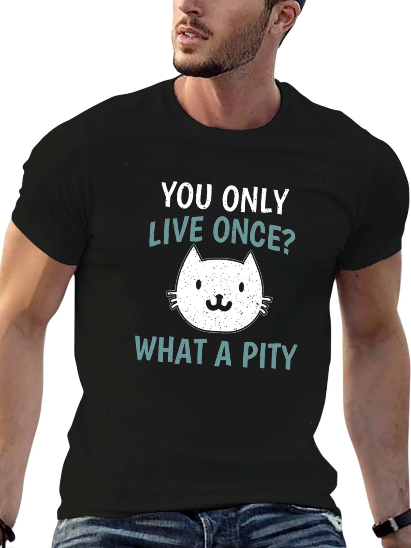 You Only Live Once Cat Graphic T-Shirt
