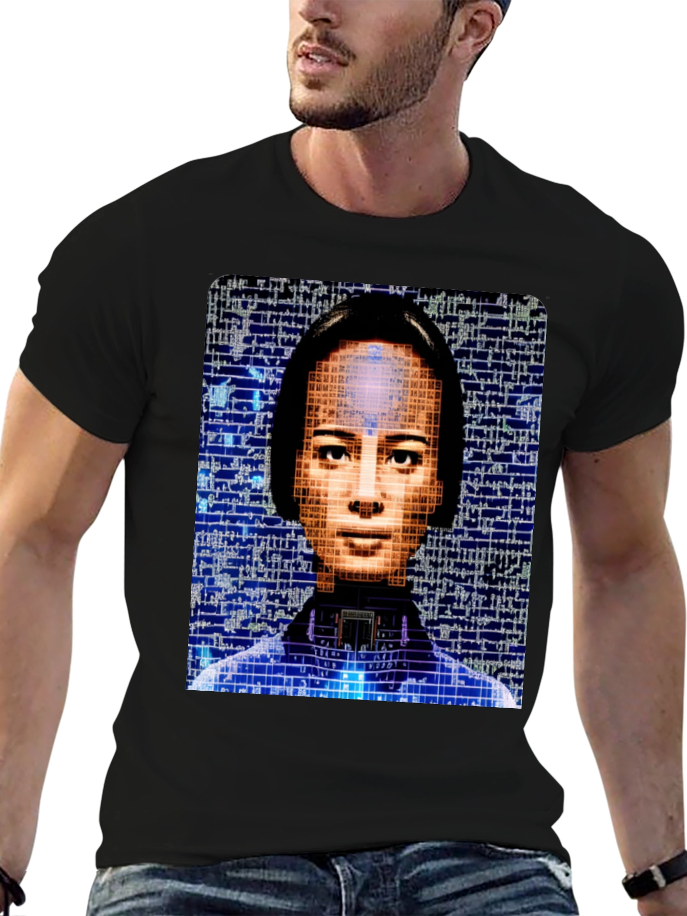 AI Portrait Black T-Shirt