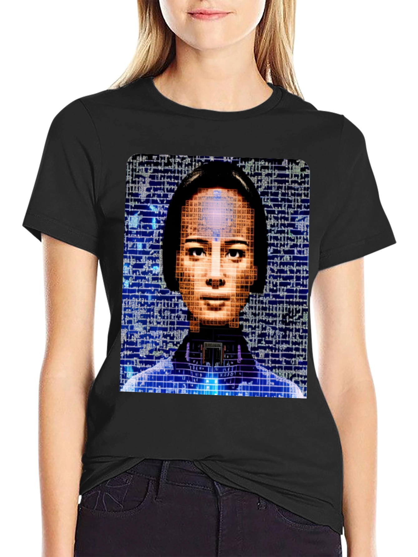 AI Portrait Black T-Shirt