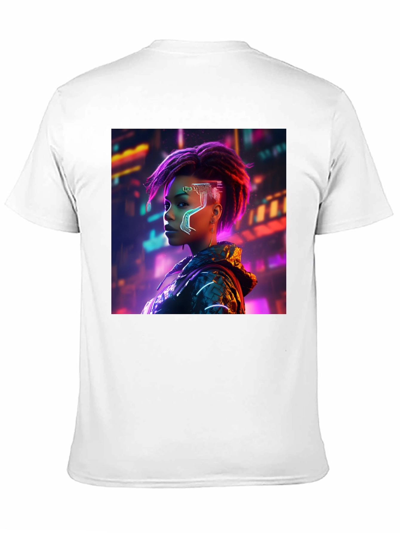 Cyberpunk Woman Graphic Tee - Futuristic Streetwear