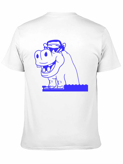 Hippo & Monkey Graphic Tee - Cool Blue Design