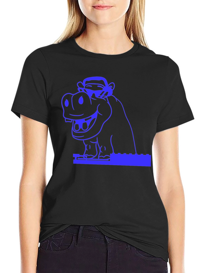 Hippo & Monkey Graphic Tee - Cool Blue Design