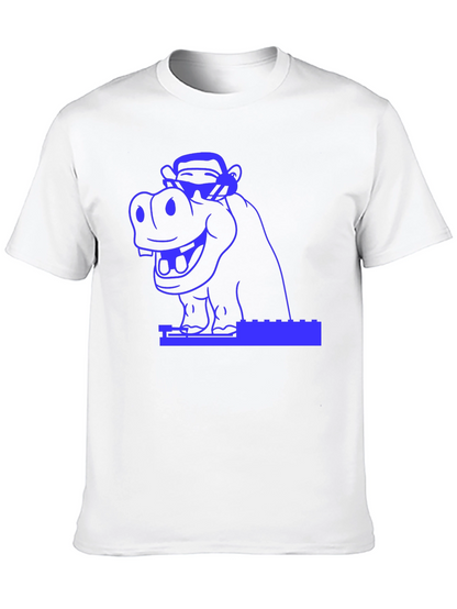 Hippo & Monkey Graphic Tee - Cool Blue Design