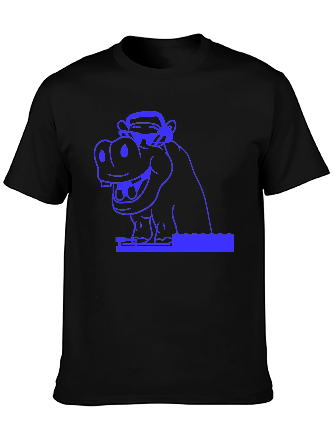 Hippo & Monkey Graphic Tee - Cool Blue Design
