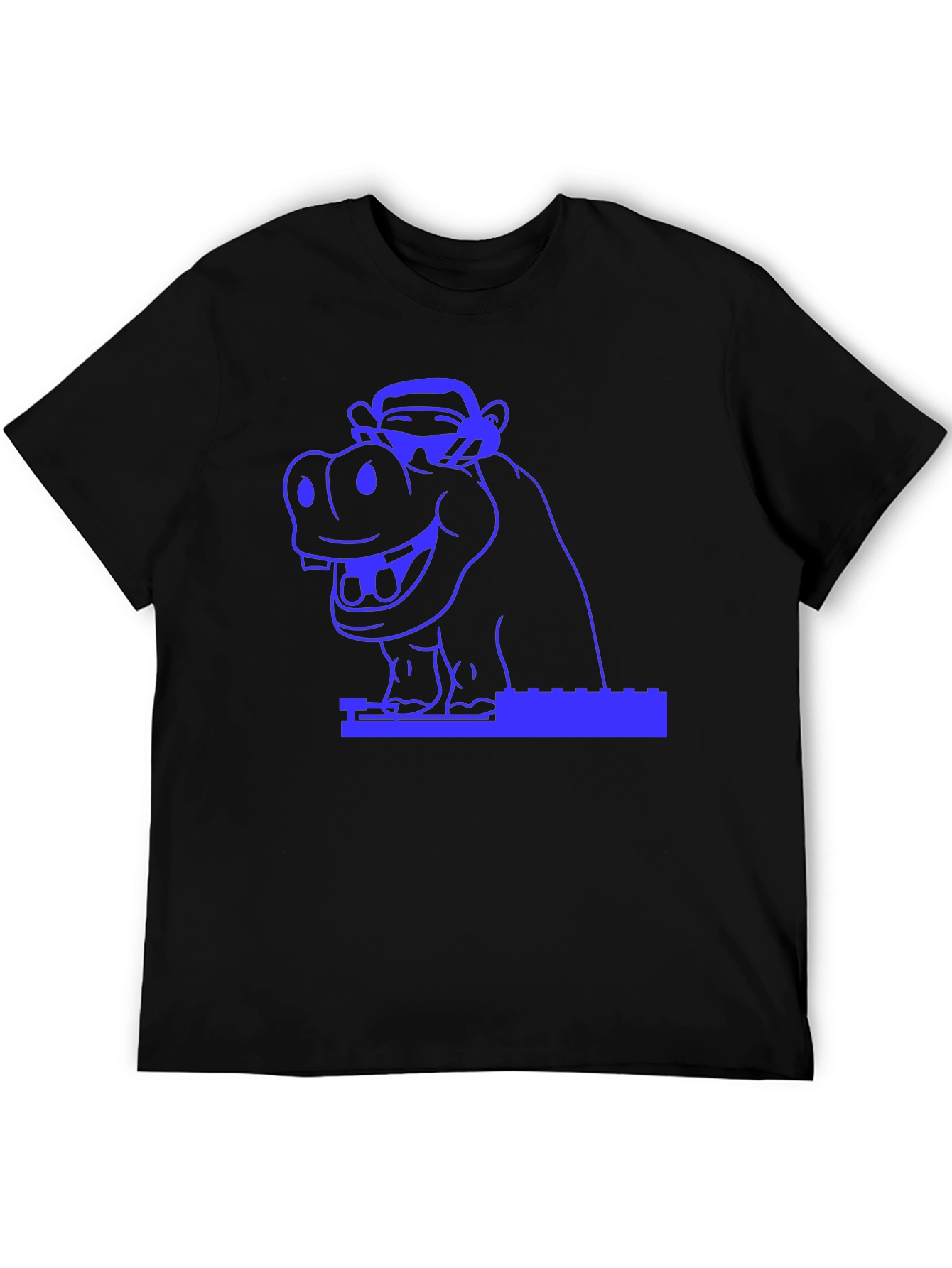 Hippo & Monkey Graphic Tee - Cool Blue Design
