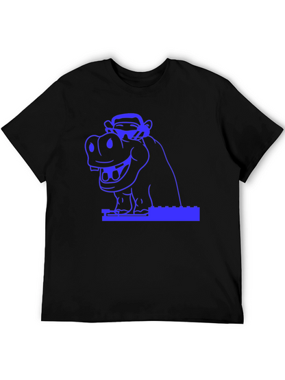 Hippo & Monkey Graphic Tee - Cool Blue Design