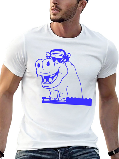 Hippo & Monkey Graphic Tee - Cool Blue Design