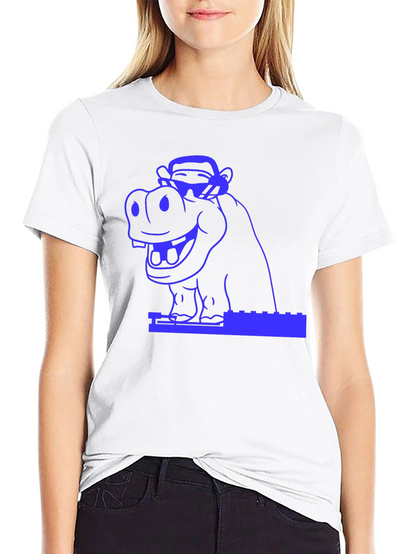 Hippo & Monkey Graphic Tee - Cool Blue Design