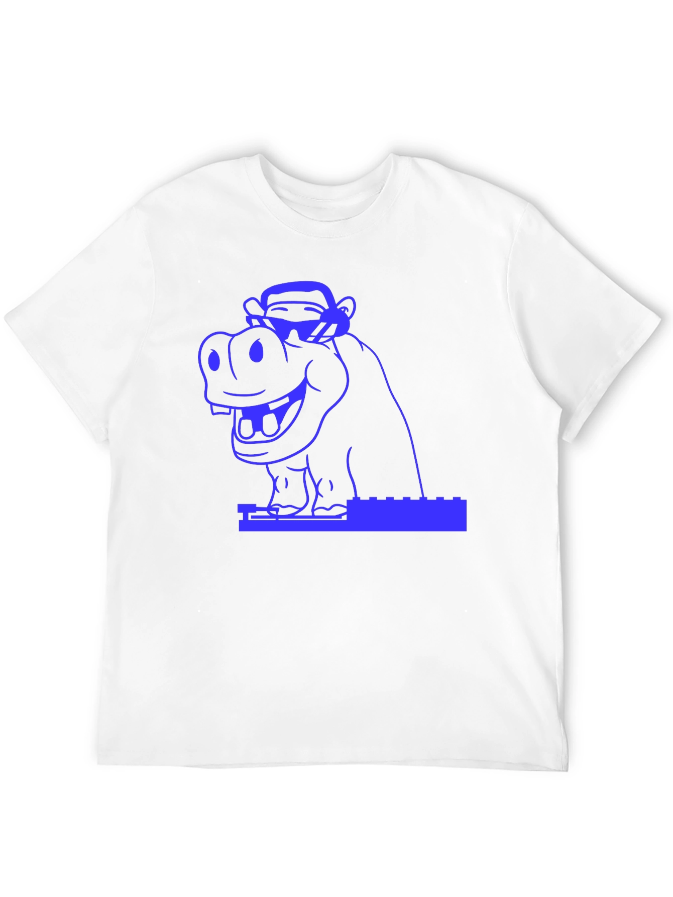 Hippo & Monkey Graphic Tee - Cool Blue Design