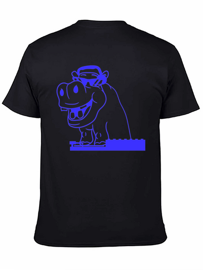 Hippo & Monkey Graphic Tee - Cool Blue Design
