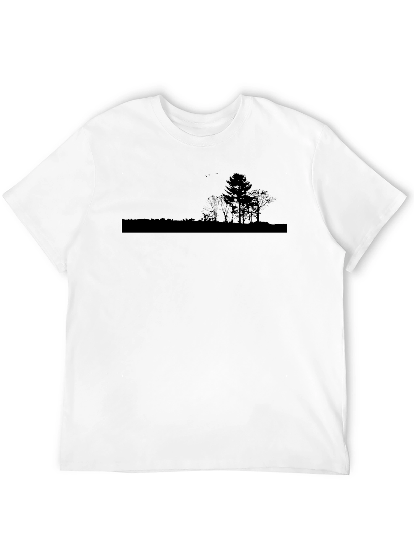 Silhouette Tree Graphic Tee - Black Cotton Casual Top