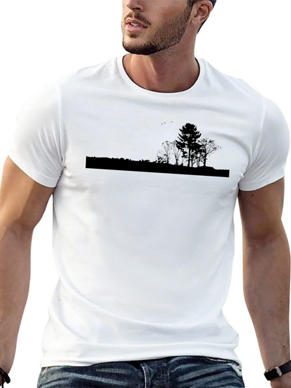 Silhouette Tree Graphic Tee - Black Cotton Casual Top