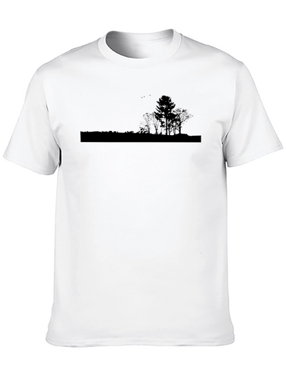 Silhouette Tree Graphic Tee - Black Cotton Casual Top