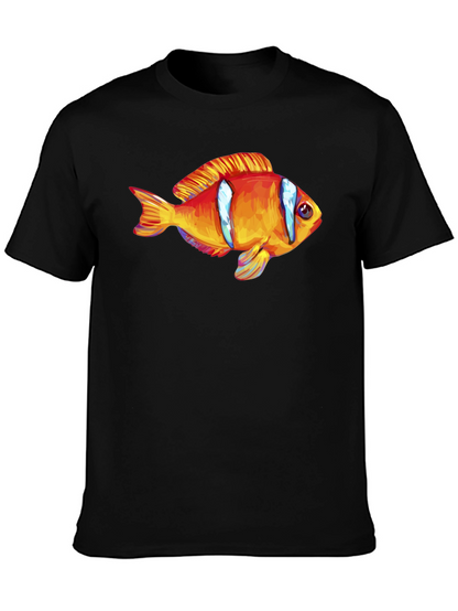 Clown Fish Graphic T-Shirt - Black Cotton Blend