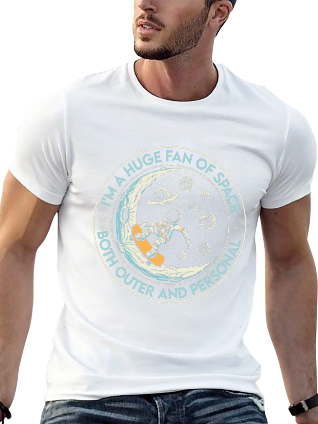 Space Fan T-Shirt - Astronaut Moon Surfing