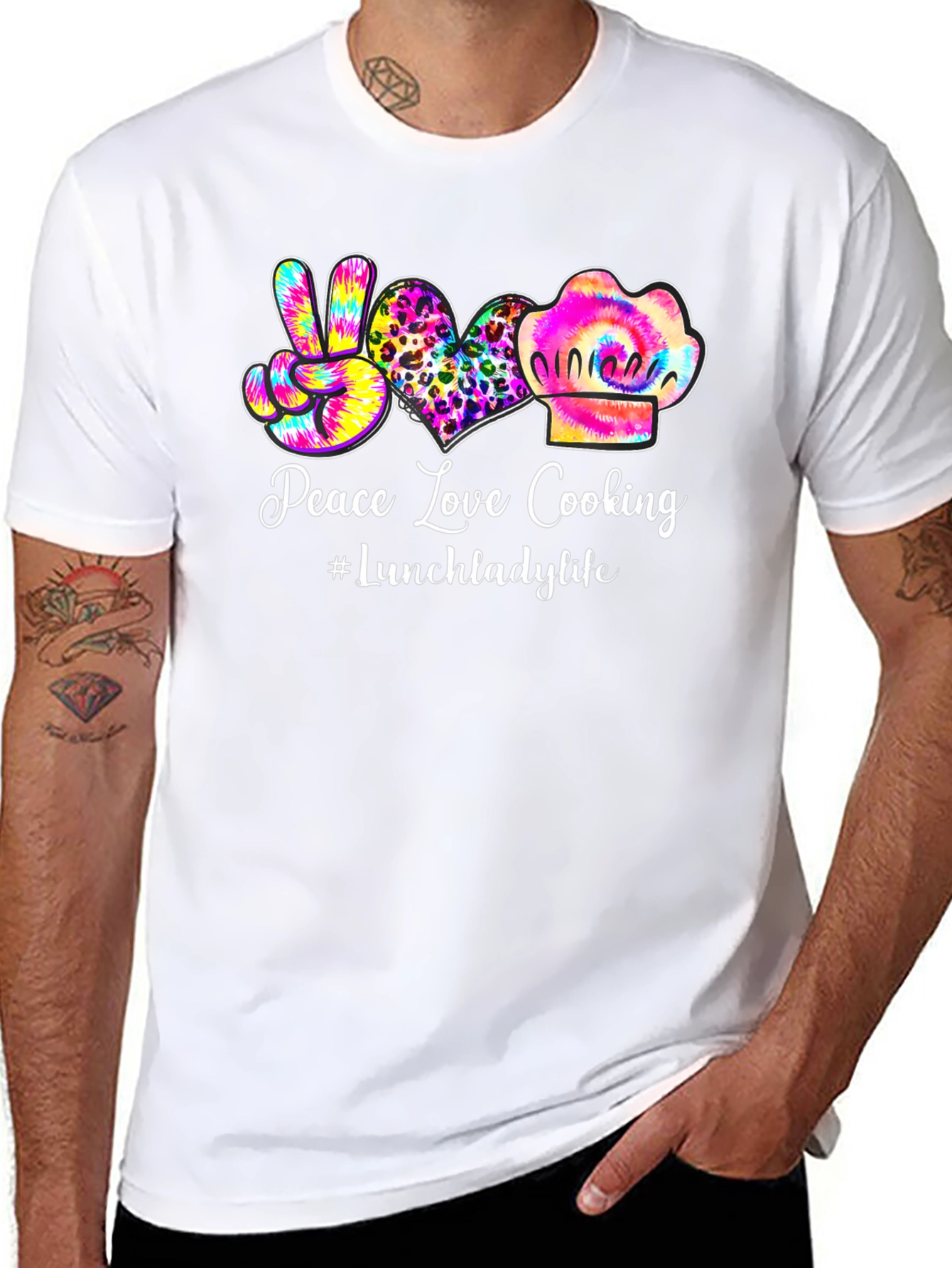 Peace Love Cooking Lunch Lady T-Shirt