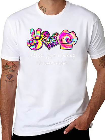 Peace Love Cooking Lunch Lady T-Shirt