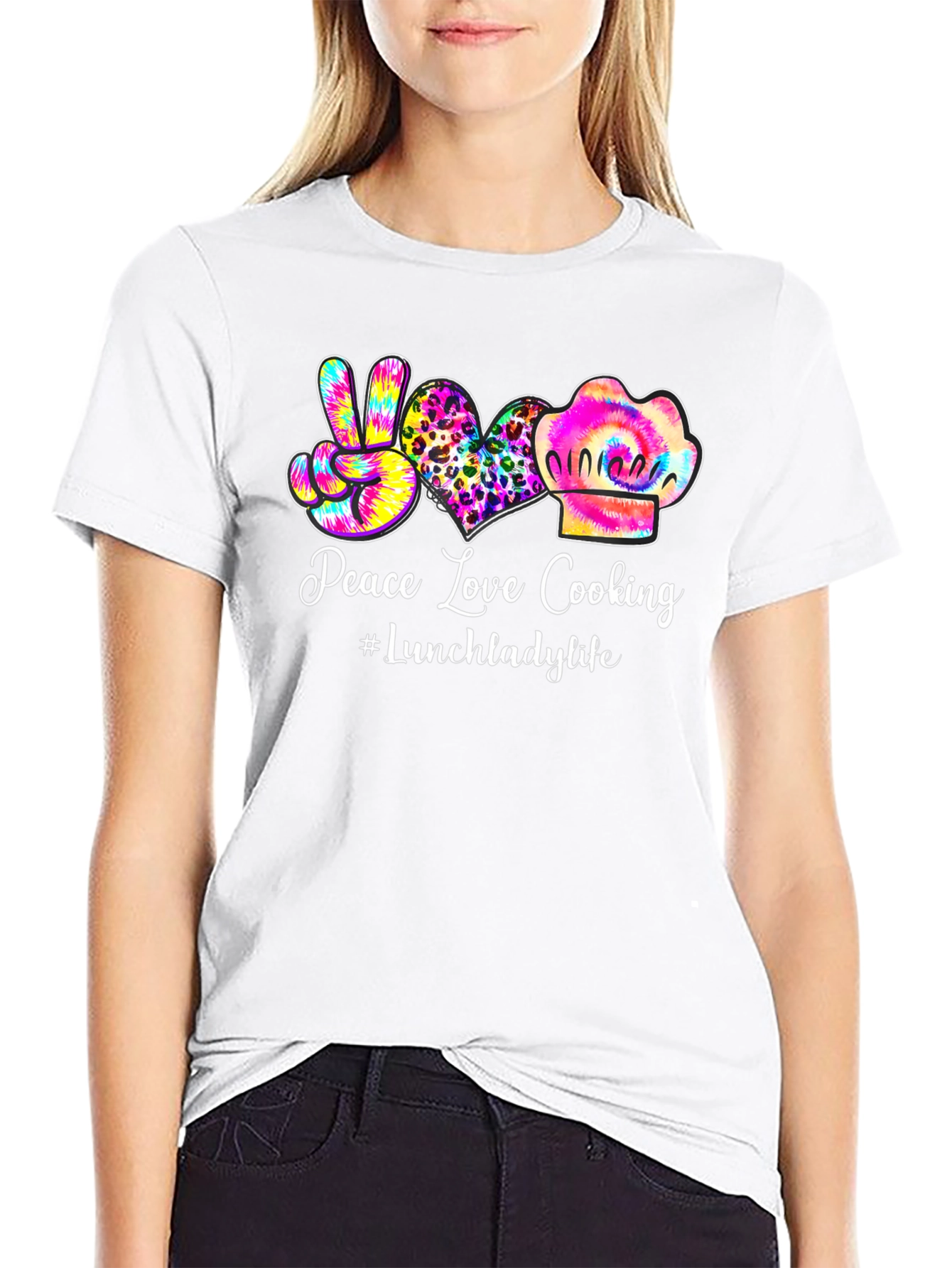 Peace Love Cooking Lunch Lady T-Shirt