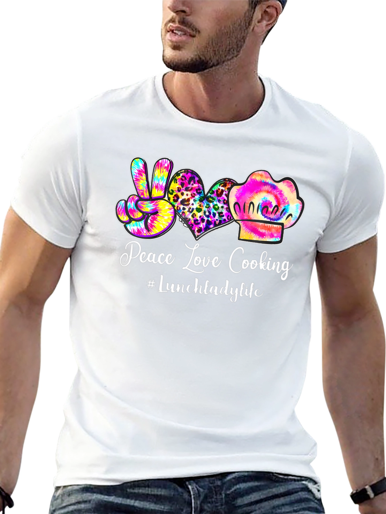 Peace Love Cooking Lunch Lady T-Shirt