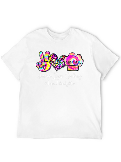 Peace Love Cooking Lunch Lady T-Shirt