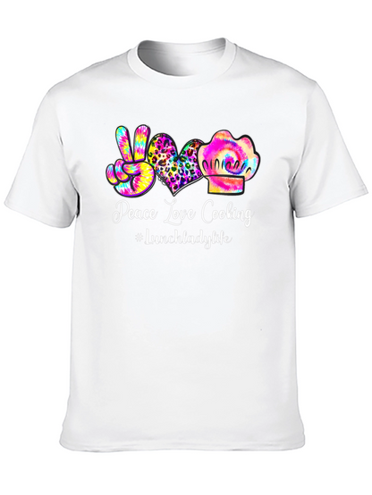 Peace Love Cooking Lunch Lady T-Shirt