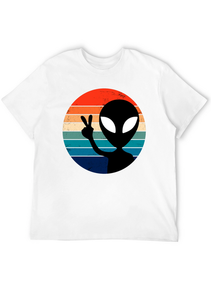 Retro Alien Peace T-Shirt - Black