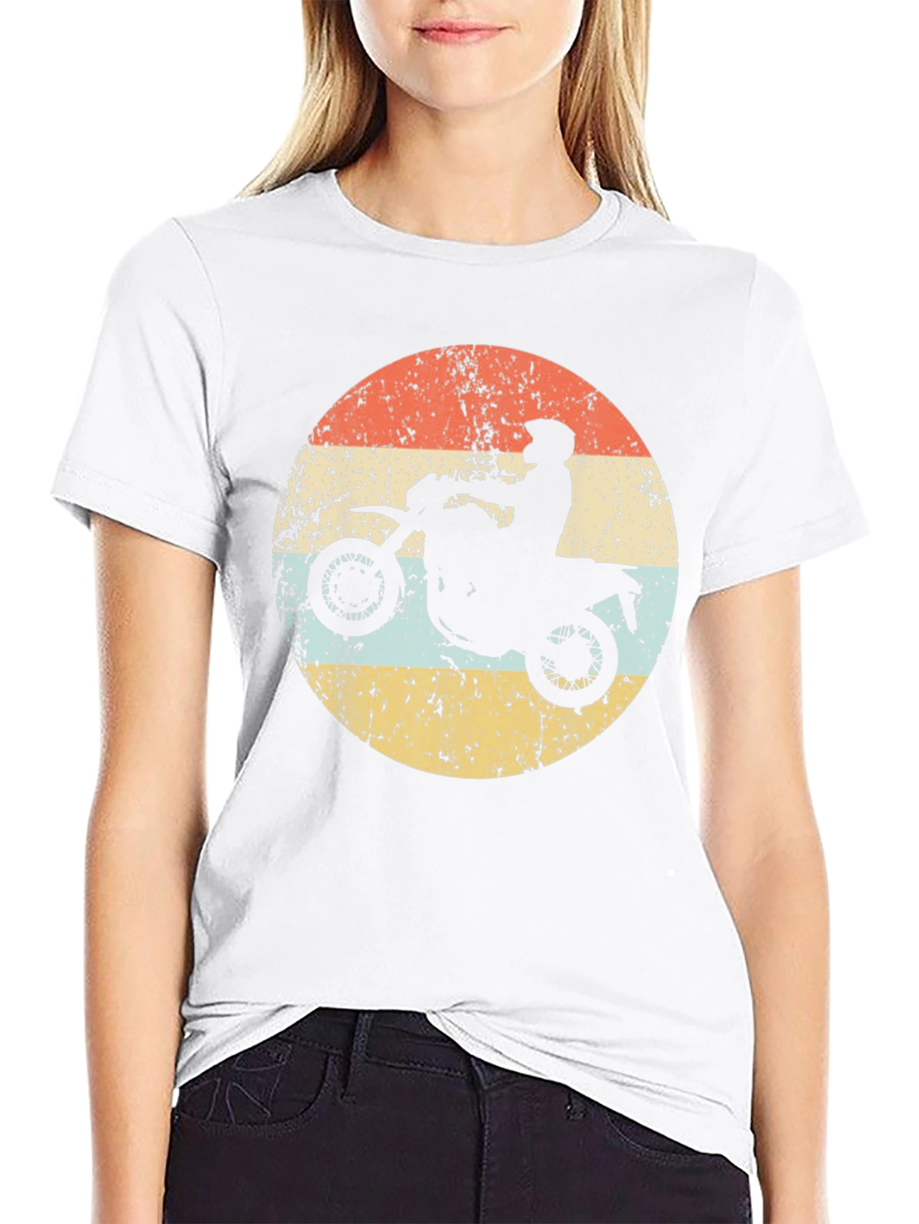 Retro Motorcycle Rider Graphic Tee - Black