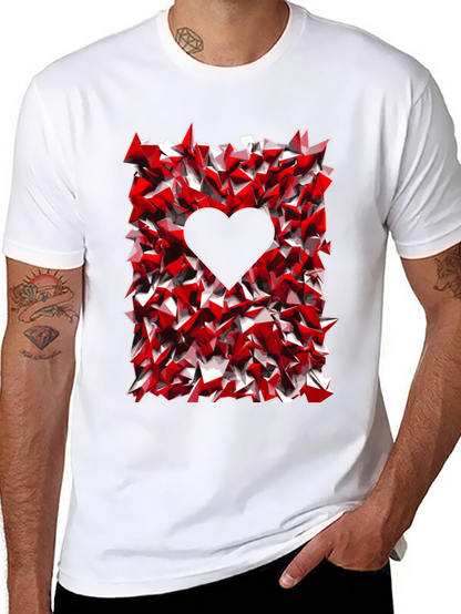 Geometric Heart Graphic Tee - Black