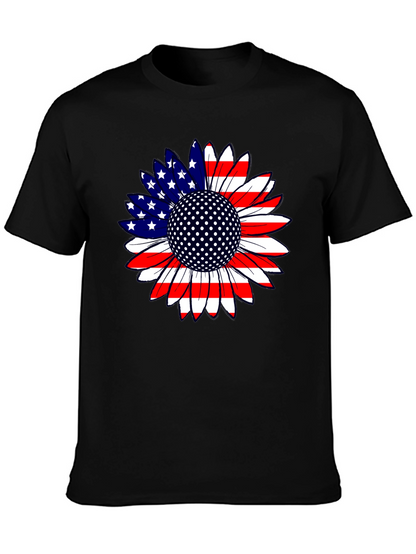 American Flag Sunflower Golf Ball T-Shirt