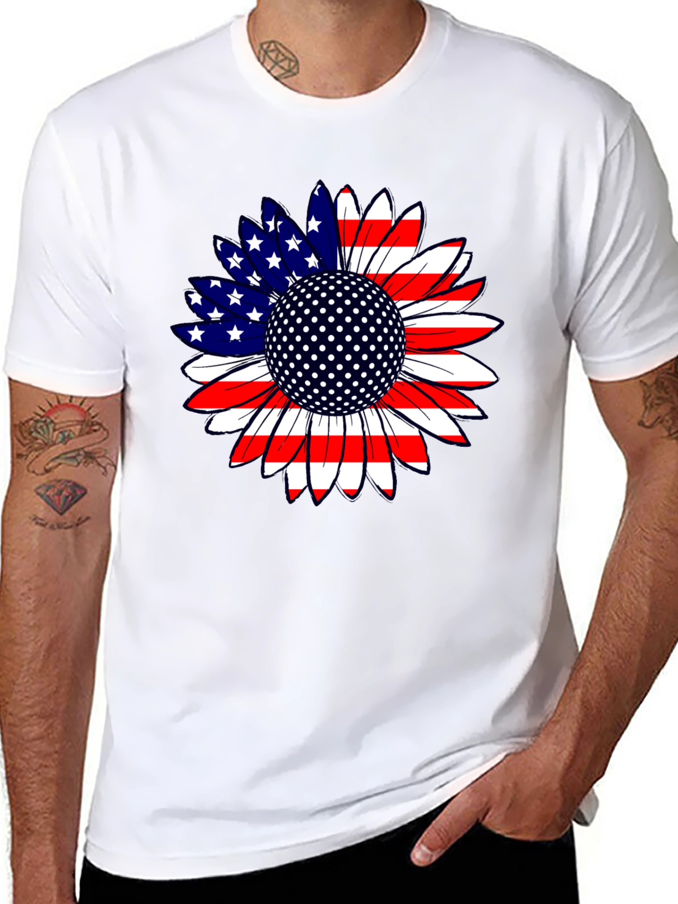 American Flag Sunflower Golf Ball T-Shirt