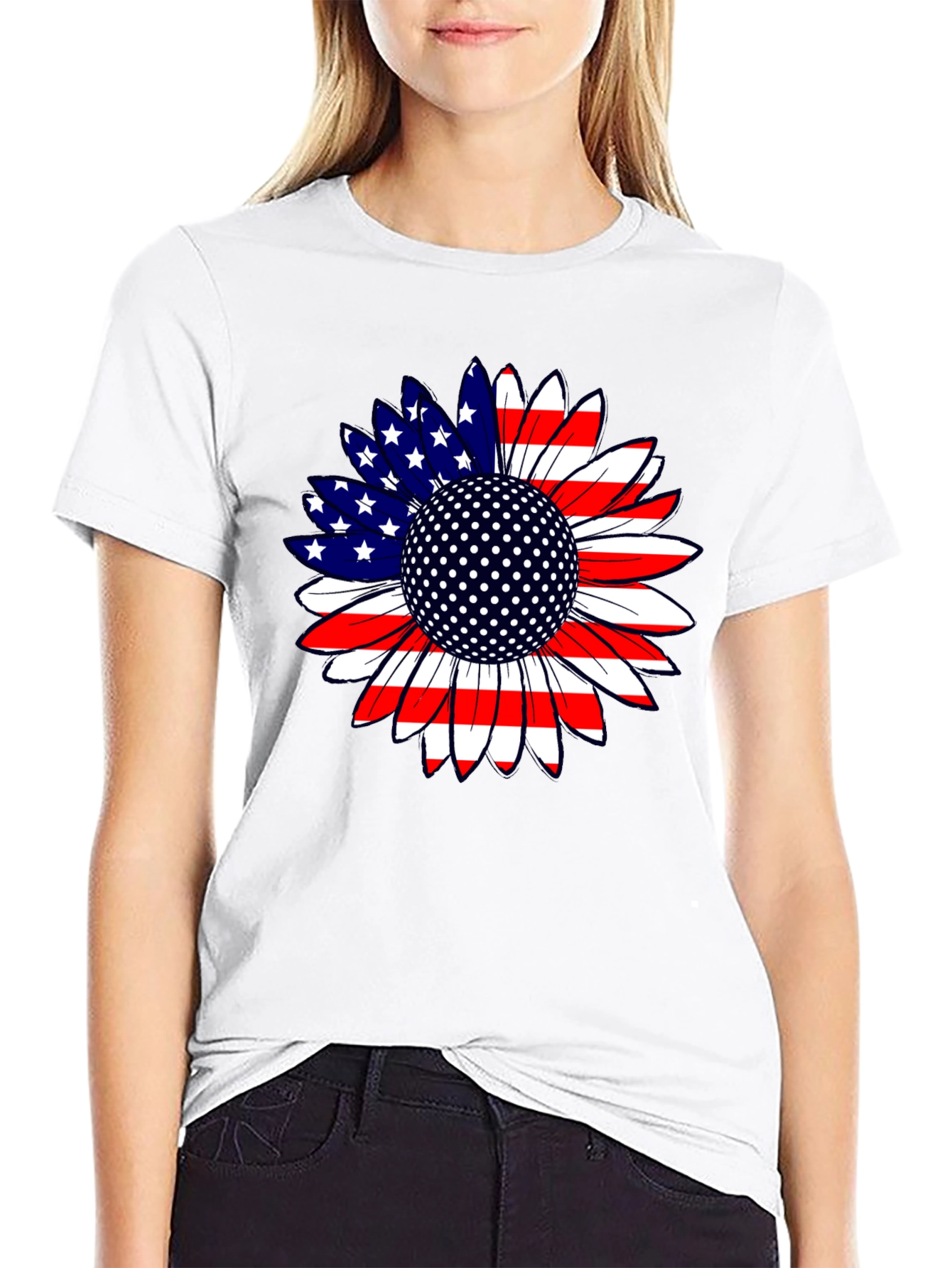 American Flag Sunflower Golf Ball T-Shirt