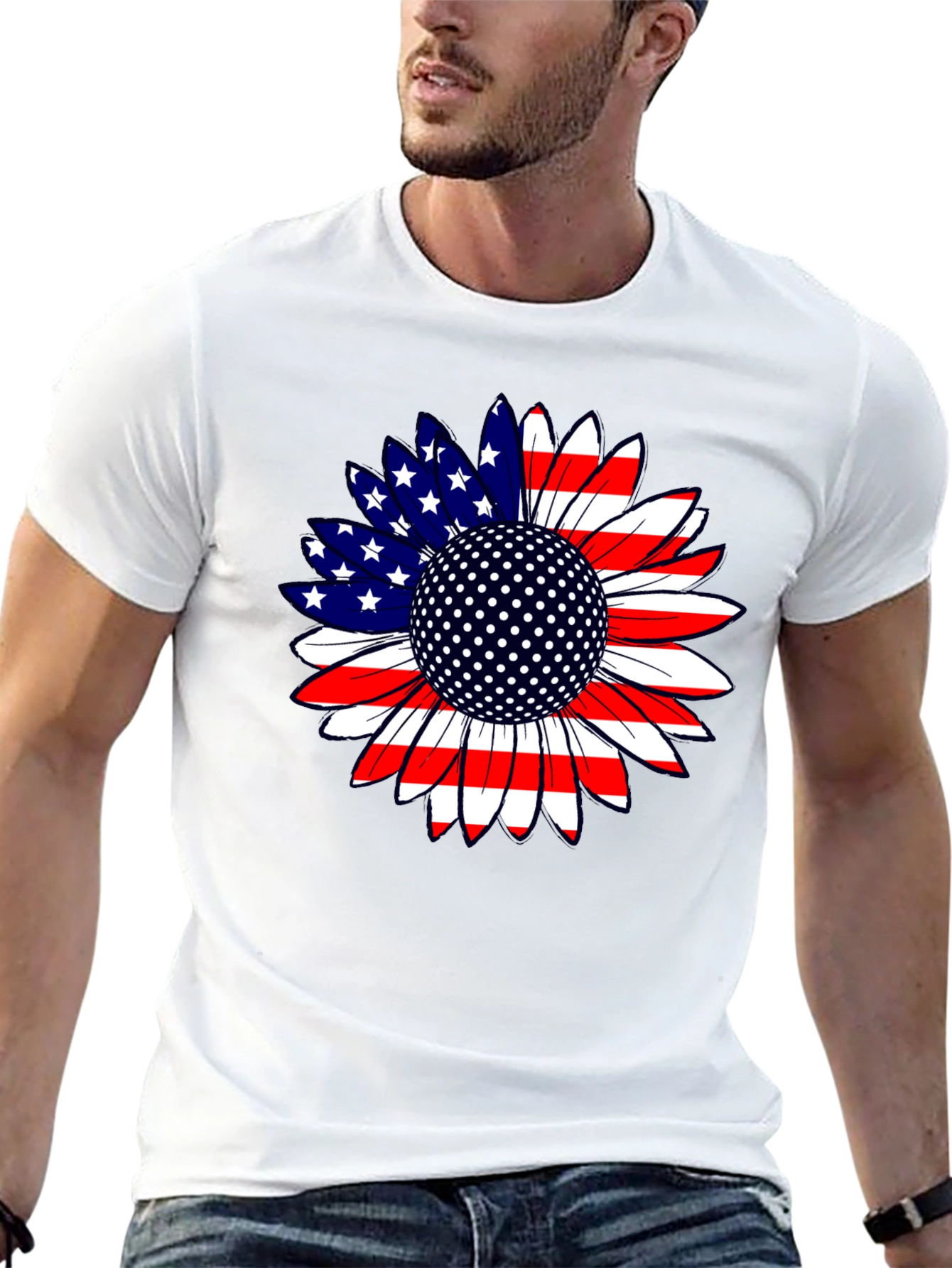 American Flag Sunflower Golf Ball T-Shirt
