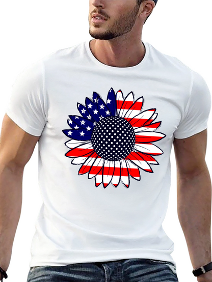 American Flag Sunflower Golf Ball T-Shirt