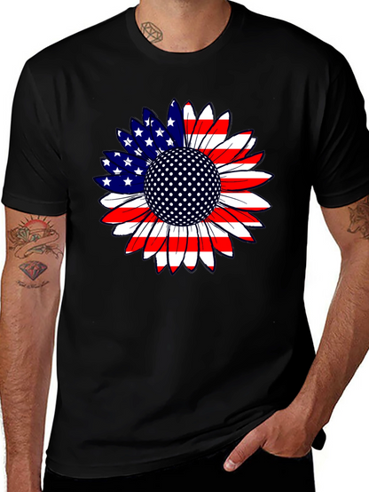 American Flag Sunflower Golf Ball T-Shirt
