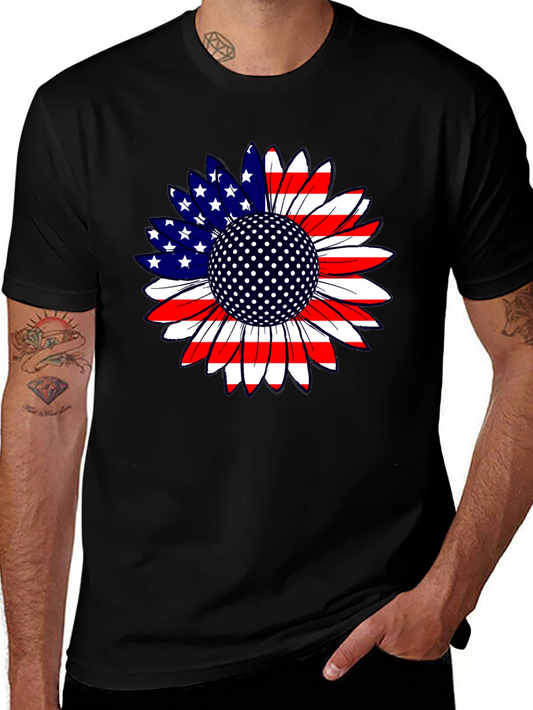 American Flag Sunflower Golf Ball T-Shirt