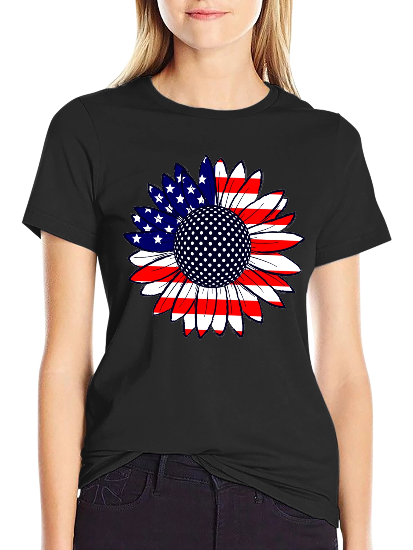 American Flag Sunflower Golf Ball T-Shirt