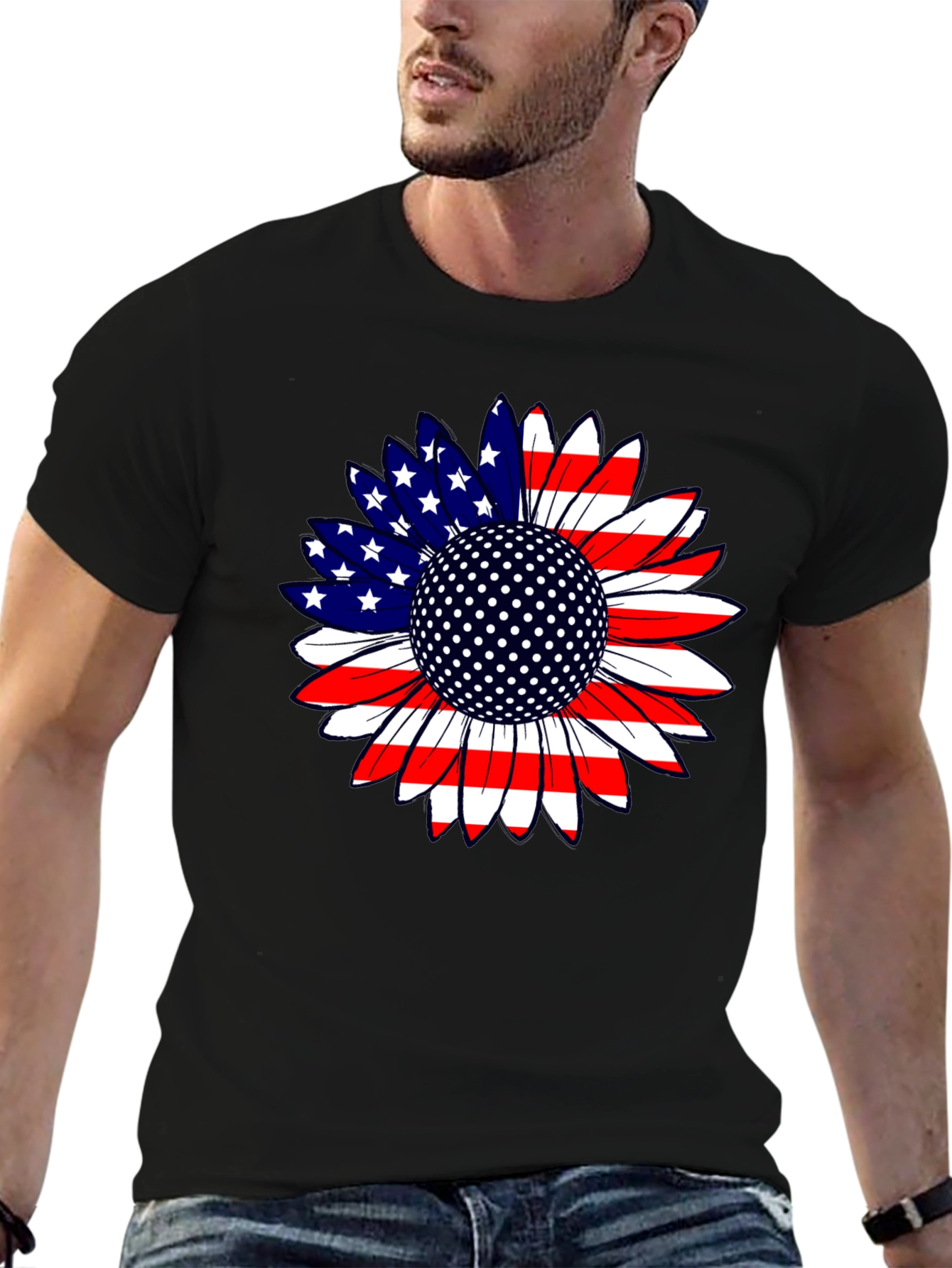 American Flag Sunflower Golf Ball T-Shirt