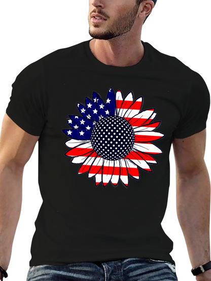 American Flag Sunflower Golf Ball T-Shirt