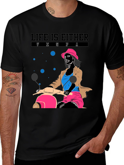 Life is Vespa T-Shirt - Black Graphic Tee