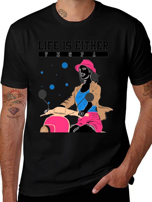 Life is Vespa T-Shirt - Black Graphic Tee