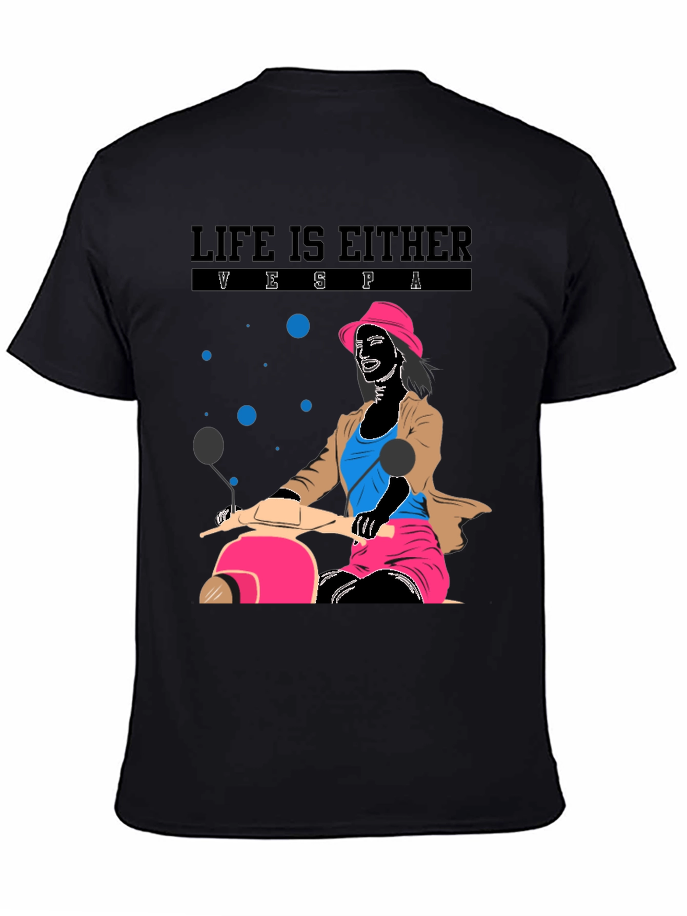 Life is Vespa T-Shirt - Black Graphic Tee