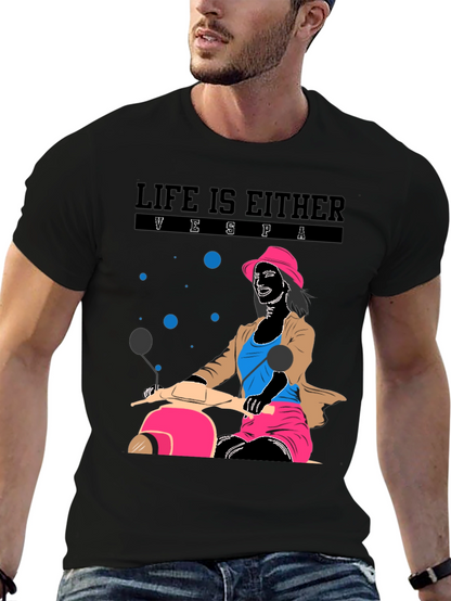 Life is Vespa T-Shirt - Black Graphic Tee