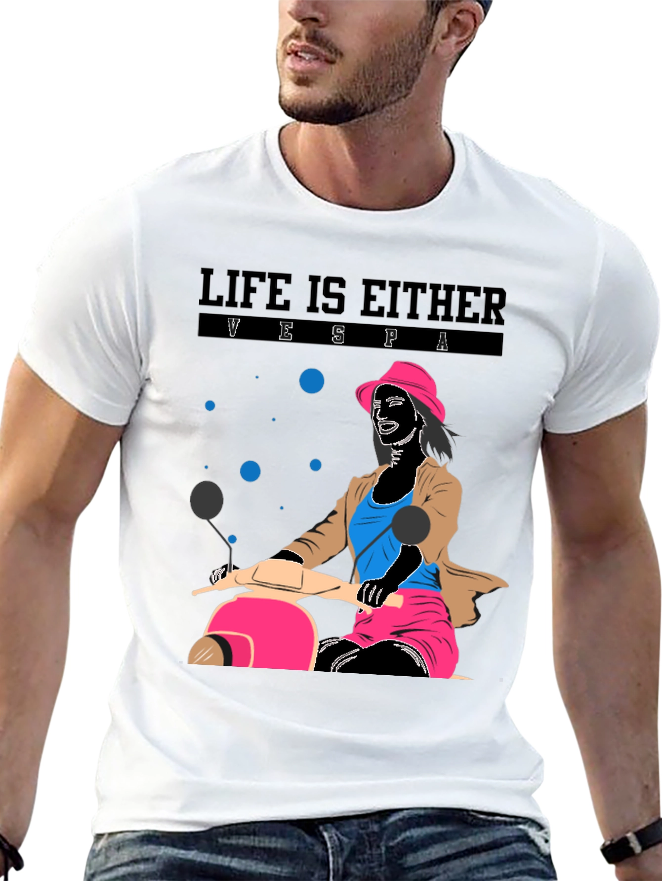 Life is Vespa T-Shirt - Black Graphic Tee