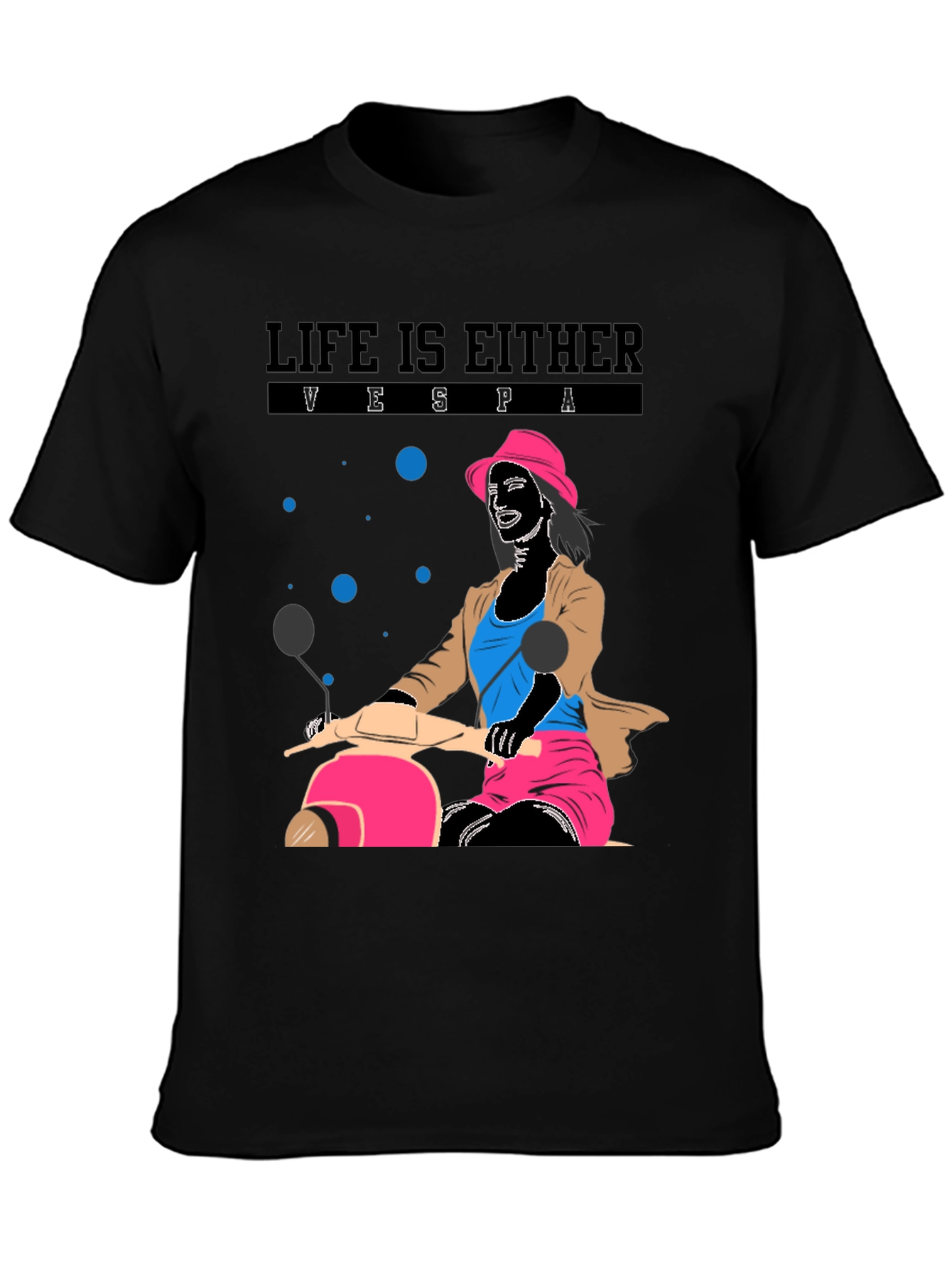 Life is Vespa T-Shirt - Black Graphic Tee