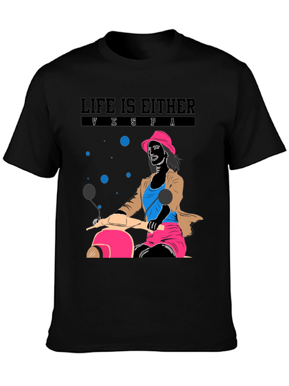 Life is Vespa T-Shirt - Black Graphic Tee