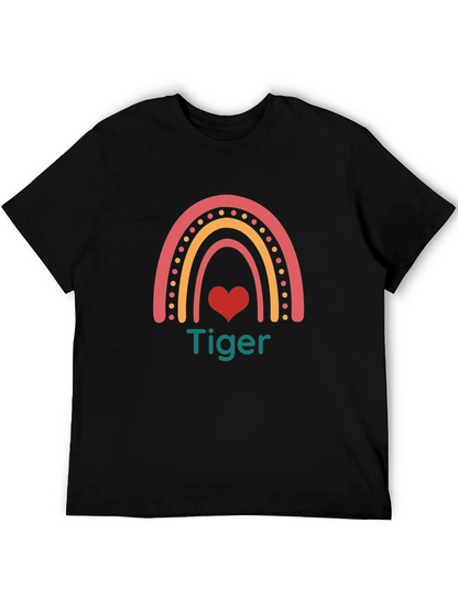 Tiger Rainbow Heart Graphic Tee - Cute & Stylish