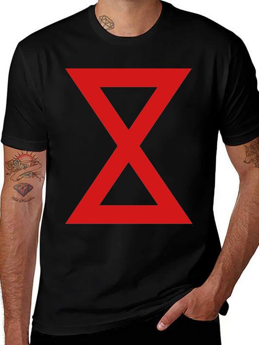Red Hourglass Graphic Print Black T-Shirt